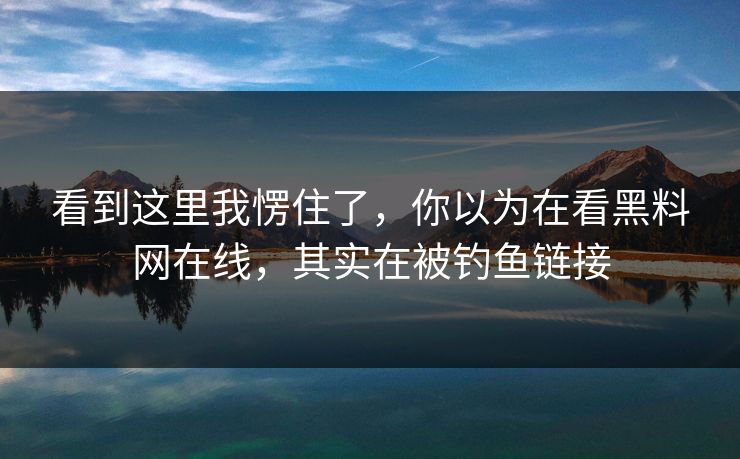 看到这里我愣住了，你以为在看黑料网在线，其实在被钓鱼链接